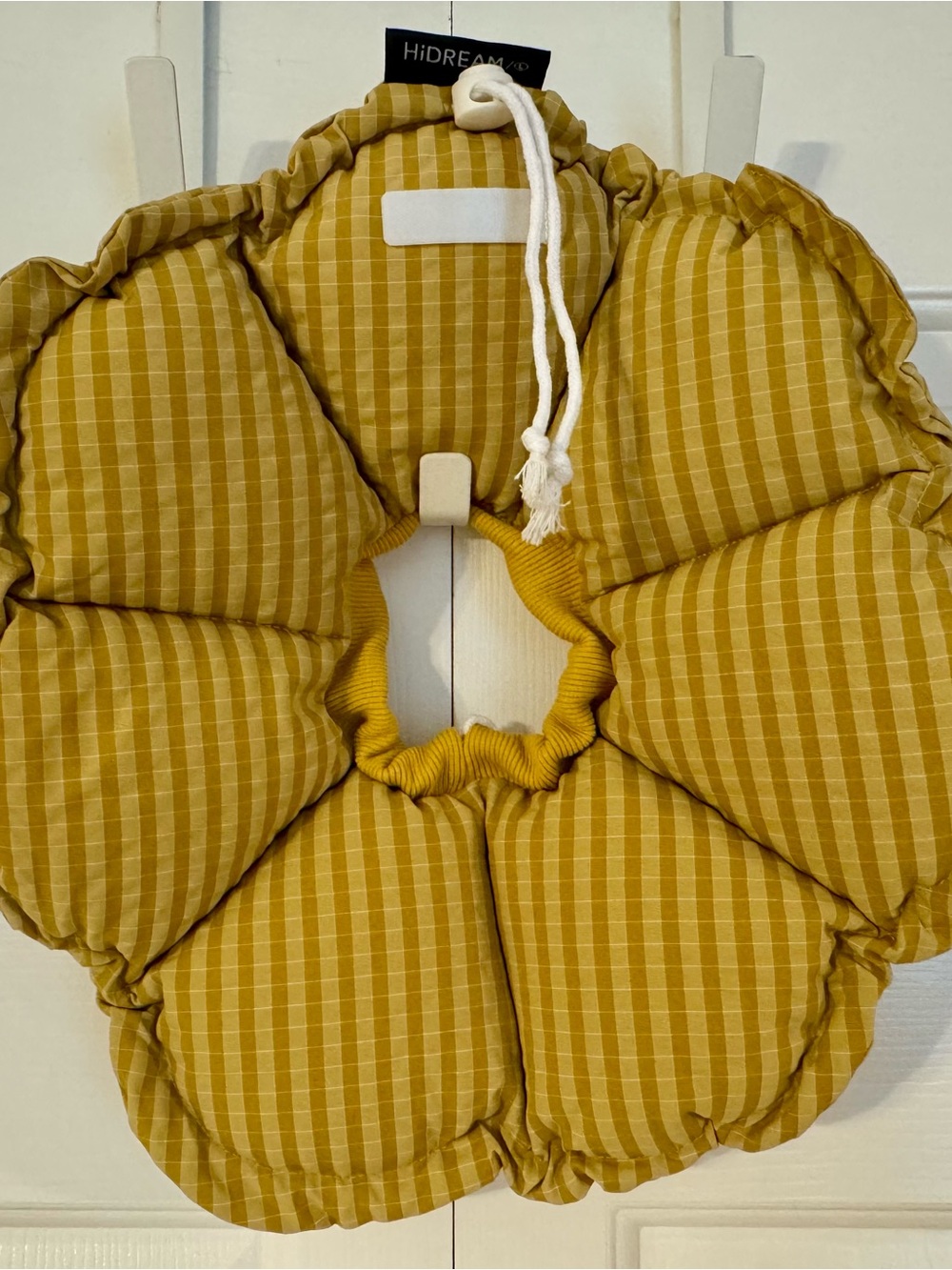 HiDREAMS Mustard Yellow Gingham Pet Recovery Collar